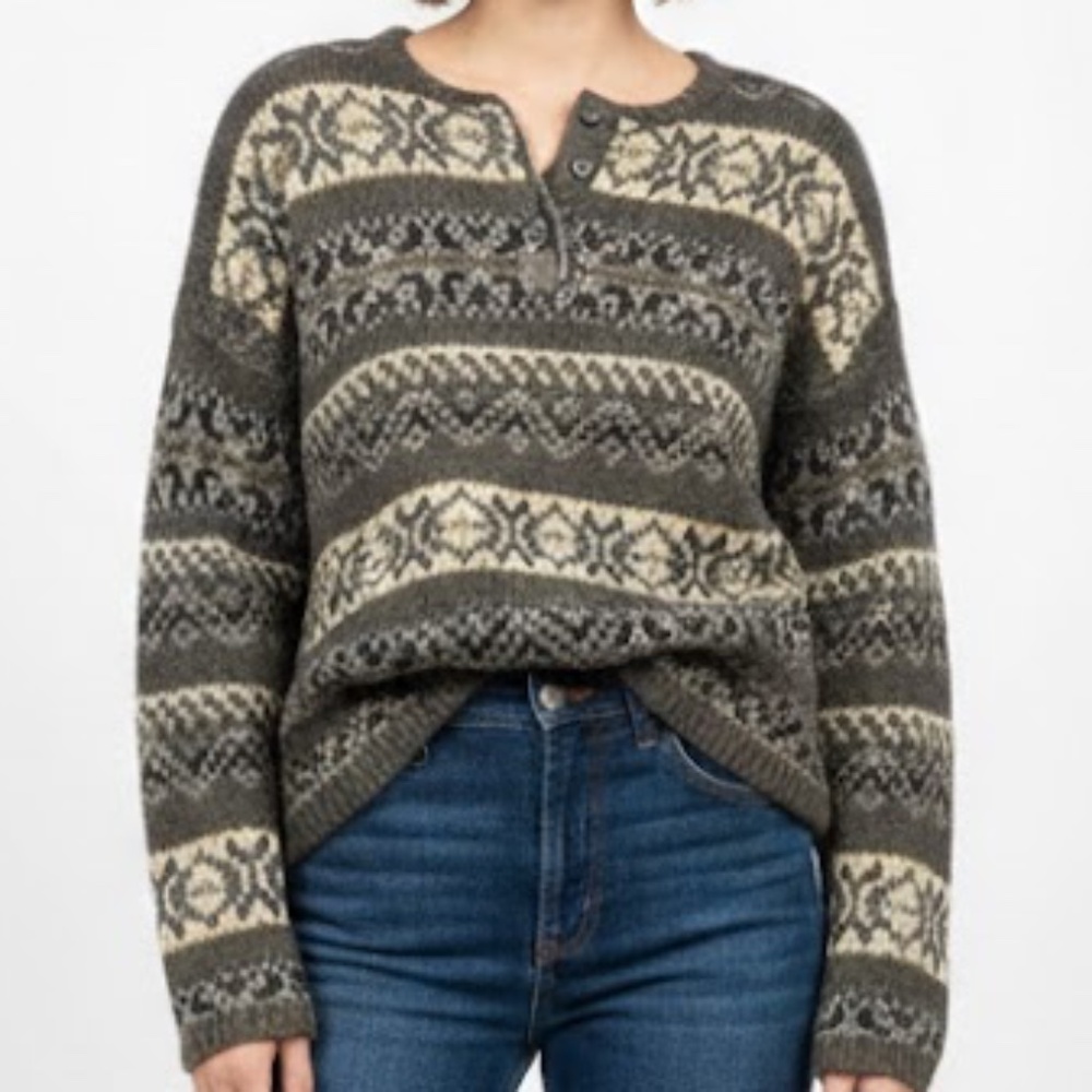 Vintage 90s Abercrombie & Fitch Fair Isle Knit Sweater Women's Medium Cabincore